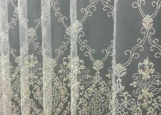 Тюль фатин с вышивкой и люрексом цвет молочный 1682т Киев