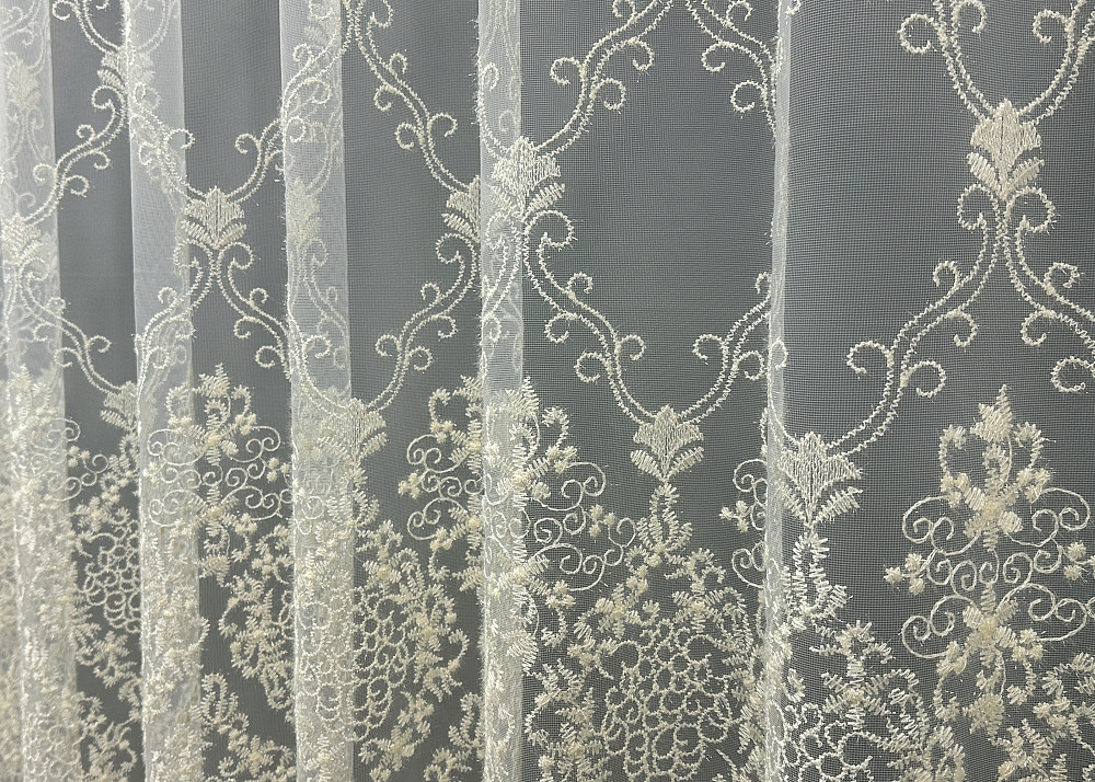 Тюль фатин с вышивкой и люрексом цвет молочный 1682т Киев - изображение 4