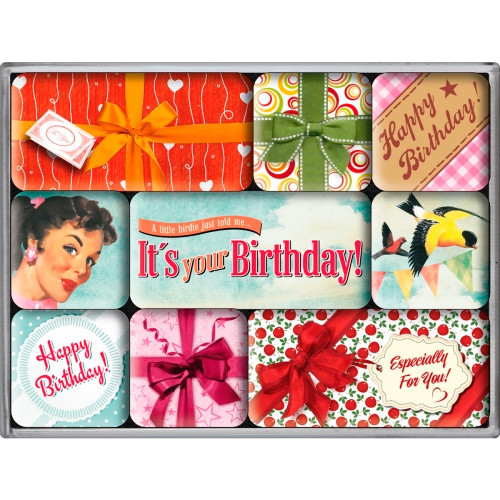 Набір з 9 магнітів ""Say It 50's Happy Birthday" Nostalgic Art (83052) Рівне - фото 1