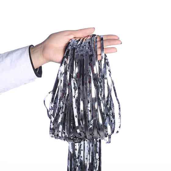 Дождик для фотозоны с принтом звездочек на стену 2 м на 1 м серебристый Киев