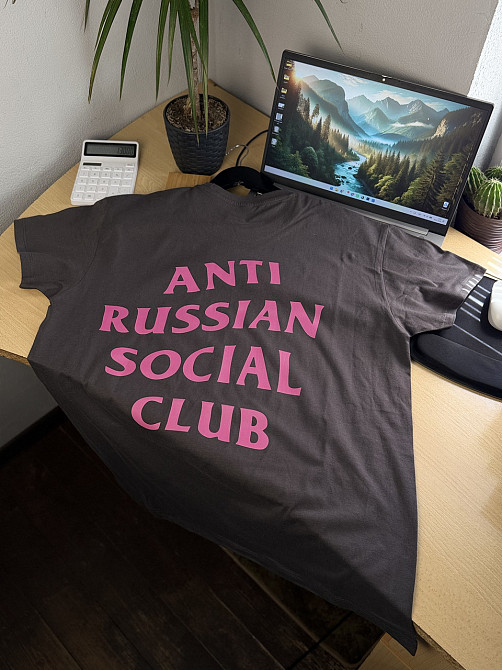 Футболка Anti Russian Social Club — оверсайз із принтом спереду та ззаду M, Білий Чернівці - фото 1