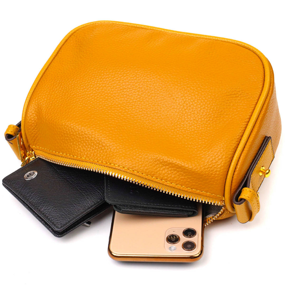 Красивая сумка на плечо кросс-боди из натуральной кожи 22100 Vintage Желтая Киев - изображение 8