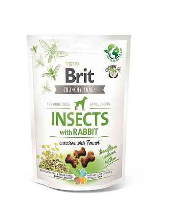 Лакомства для собак Brit Care Dog Crunchy Cracker Insects для иммунитета, насекомые, кролик и фенхель, 200 г Винница