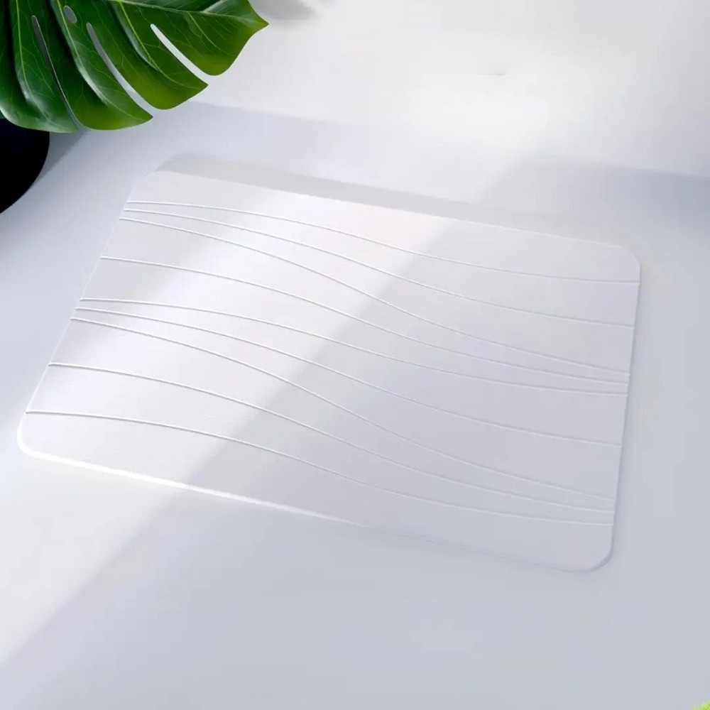 Коврик универсальный ванной комнаты и душа,кухни,прихожей каменный 60х39 см из диатомита белый цвет Каменец-Подольский - изображение 1