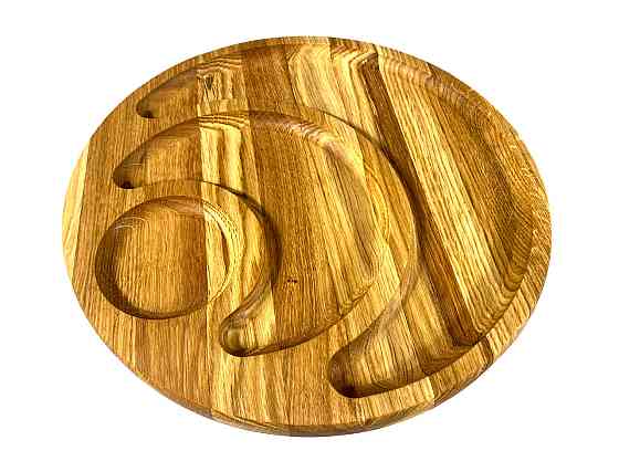 Деревянная тарелка из натурального дерева диаметр 30 см, высота 2 см, тарелка для закусок Каменец-Подольский