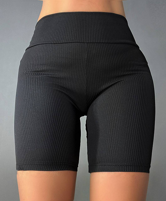 Шорты женские Prenses 113 велосипедки в рубчик средней длины черные, черный, M Киев - изображение 1