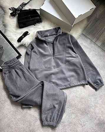 Женский теплый прогулочный костюм: кофта и брюки двусторонний флис Графит, 42/46 Одесса