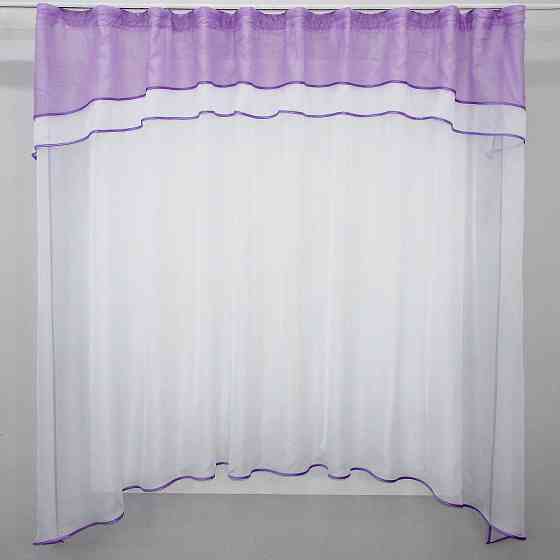 Кухонная гардина VR-Textil № 036к арка белый с сиреневым 270х170 см (52-0061) Киев