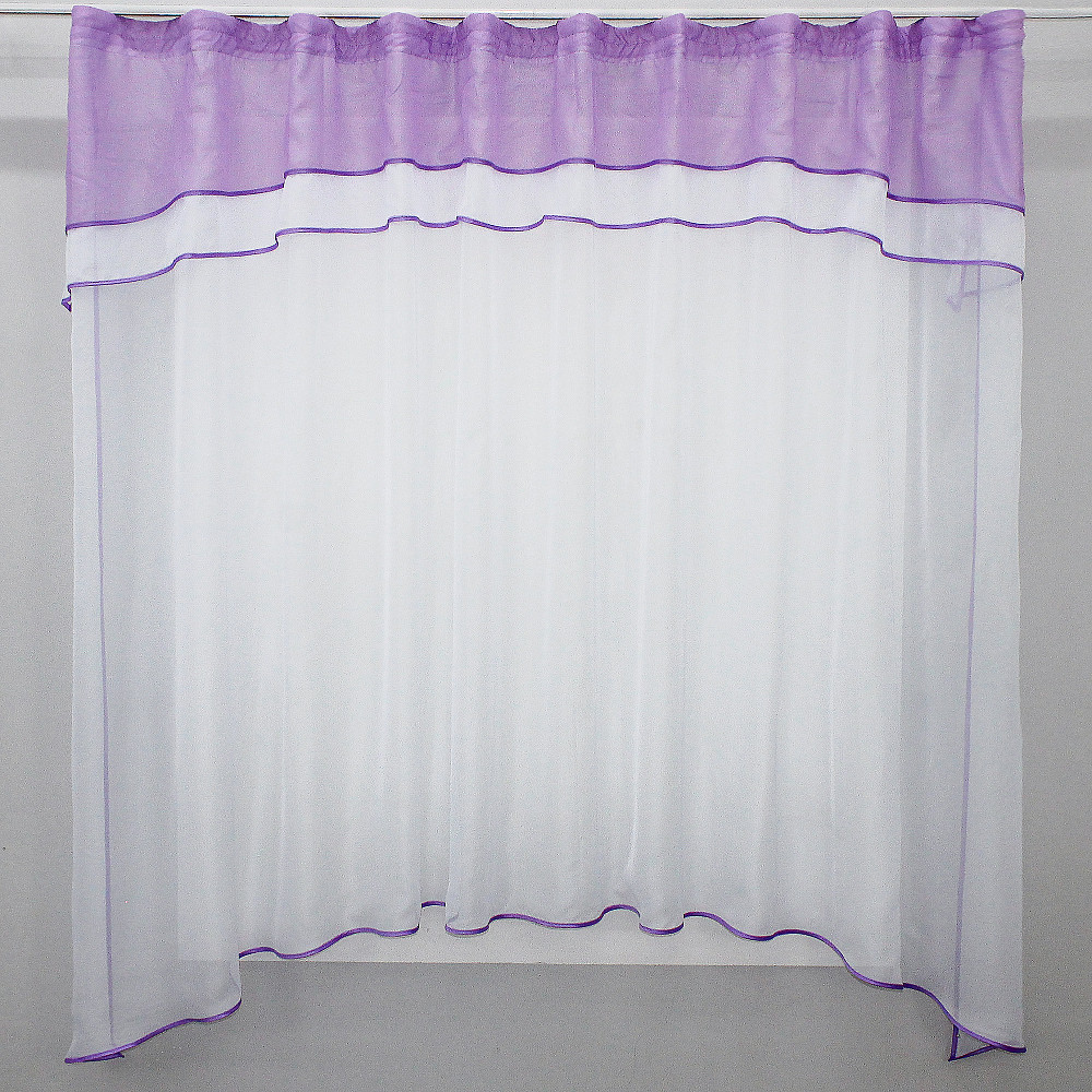 Кухонная гардина VR-Textil № 036к арка белый с сиреневым 270х170 см (52-0061) Киев - изображение 1