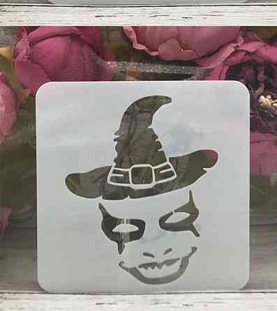 Трафарет на Хэллоуин Лицо клоуна 13 на 13 см серый Киев