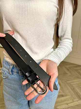 Ремень кожаный черного цвета Киев