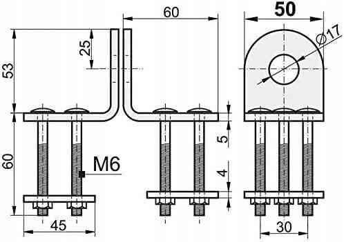 Скоби гаражних воріт 50мм для колодки, фарбовані коричневі "P-o" Стрый