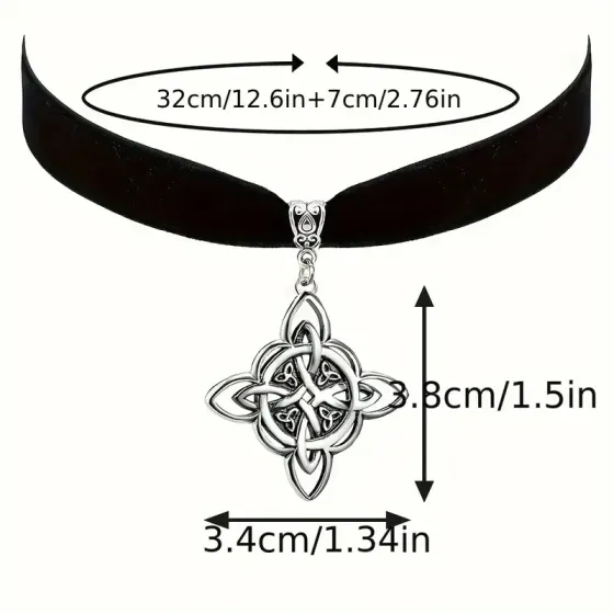 Готический чокер с кельтским узлом – бархатный чокер с подвеской Триединства Киев
