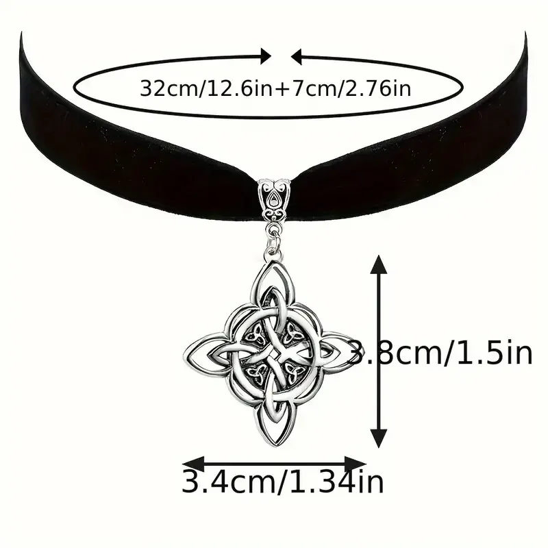 Готический чокер с кельтским узлом – бархатный чокер с подвеской Триединства Киев - изображение 3