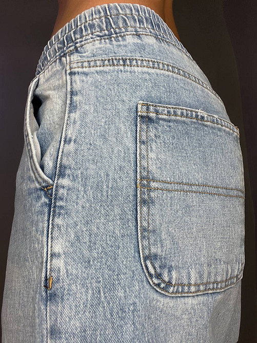 Джинсы женские I8 52422 Palazzo Jeans талия на резинке со шнурком широкий крой палаццо голубые, голу Одесса - изображение 6