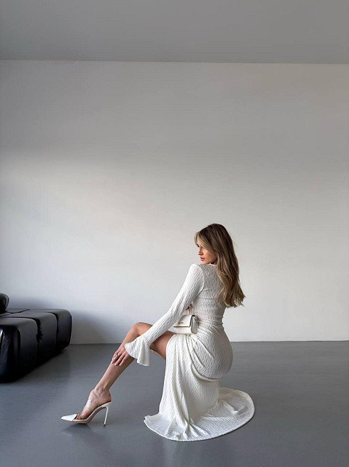 Женское элегантное, притягательное макси платье турецкое ангоро Молочный, 44/46 Одесса - изображение 8