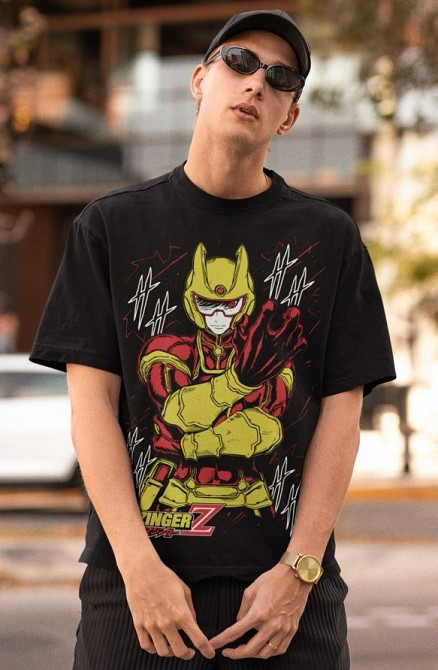 Футболка мужская аниме Мазингер З Раре Лого оверсайз (S/M/L) Черний AnimeJ1181 Днепр - изображение 3