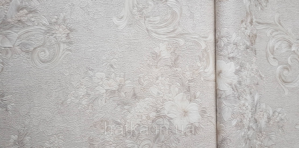 Шпалери вінілові на флізеліні AdaWall Signature1.06х10 квіти гілки листя структурне бежеві рожеві 3д Київ - фото 1
