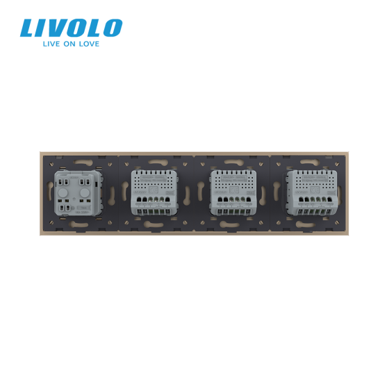 LIVOLO Сенсорний вимикач 3 сенсора (1-1-1) 1 розетка Livolo золото скло (VL-C703/C7C1EU-13) Коломия