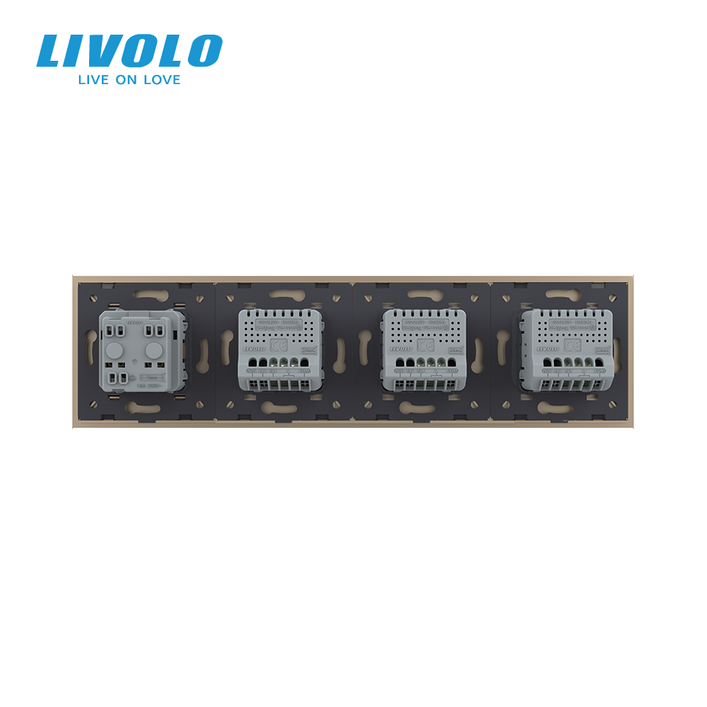 LIVOLO Сенсорний вимикач 3 сенсора (1-1-1) 1 розетка Livolo золото скло (VL-C703/C7C1EU-13) Коломия - фото 6