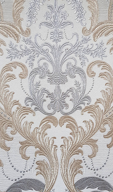 Шпалери вінілові на флізеліні AdaWall Signature1.06х10 вензелю завитки структурне золото срібло на пісочному Київ - фото 1