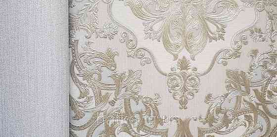 Обои виниловые на флизелине AdaWall Seyyah 1.06х10 вензеля цветы фигуры структурные серебристые на сером Киев