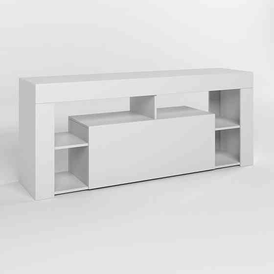 Тумба под телевизор с 4 полками М-ЗОН Джеко 140 Нимфея Альба (белый) (MZN-031034) Днепр