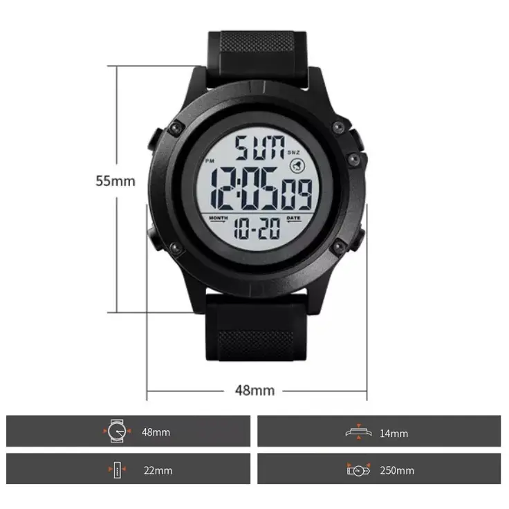 Чоловічий спортивний годинник Skmei 1508 (Чорний з білим) Київ - фото 7