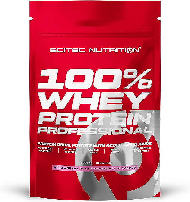 Протеїн Scitec Nutrition 100% Whey Protein Professional 1000 g (Strawberry white chocolate) Луцьк - фото 1