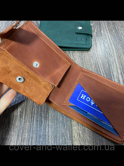 Коричневый мужской кошелек из натуральной кожи ручной роботы GP Leather Киев - изображение 4