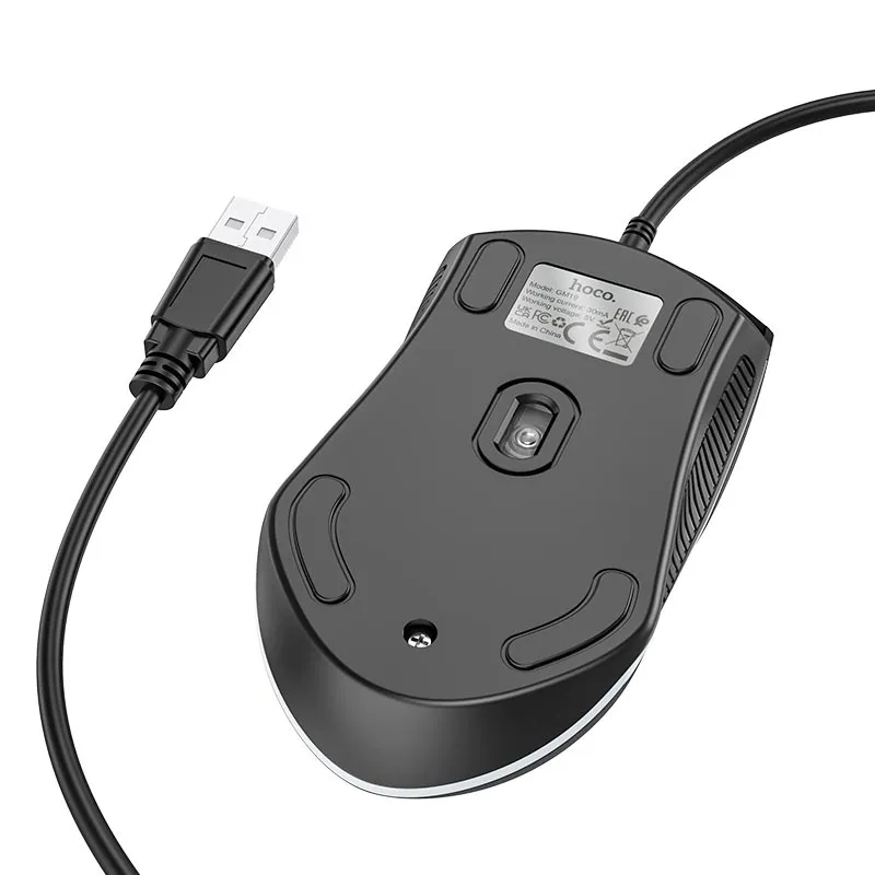 Миша HOCO GM19 Enjoy gaming luminous wired mouse Black Одеса - фото 6