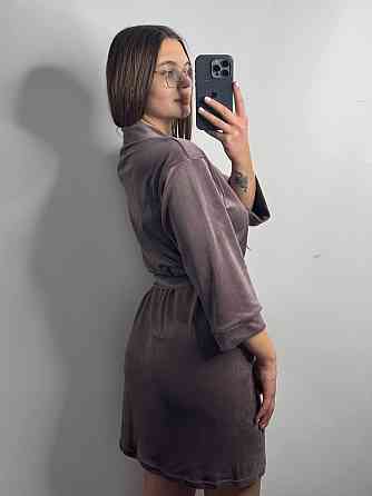 Халат жіночий плюш велюр під пояс Мокко L Харків