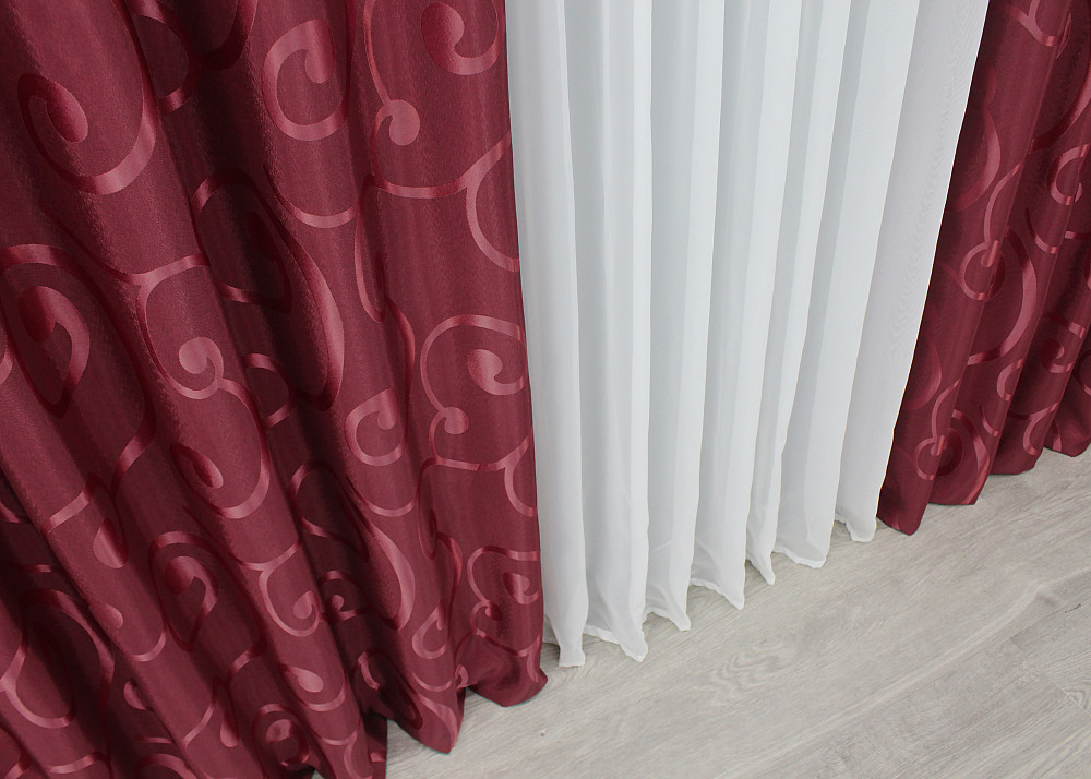 Комплект готових штор VR-Textil Жакард № 1533ш Бордовий 150х270 см 2 шт (33-0360) Київ - фото 7
