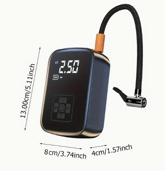 Портативний акумуляторний компресор із цифровим дисплеєм для авто, мото- та велосипеда, USB заряджання Одеса - фото 10