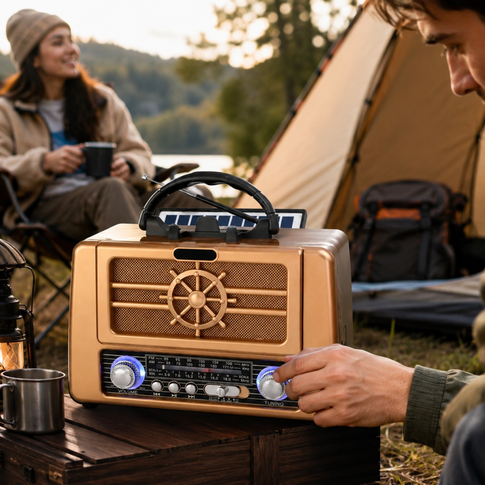 Радіоприймач Golon RX BT 8080 SOLAR акумуляторний з сонячною панеллю (Bluetooth, USB, TF, ліхтар, FM/AM/SW) Одеса - фото 4