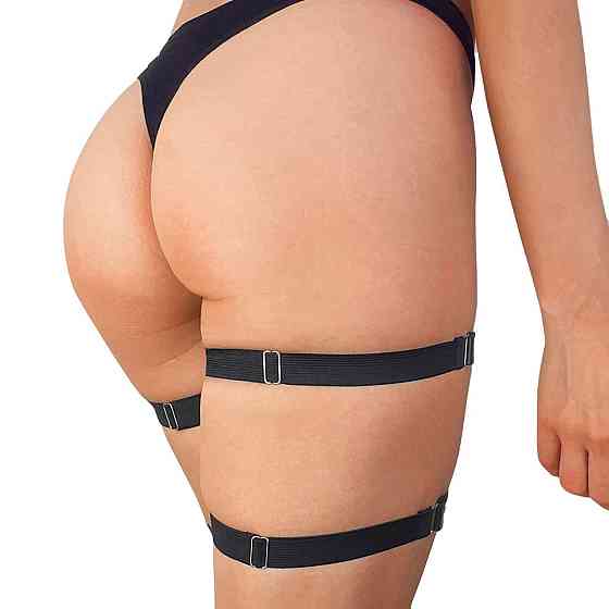 Гартери на ногу із натуральної шкіри Art of Sex - Kristina Leg Garters (2 шт), цвет Чорний Sex Aura Київ
