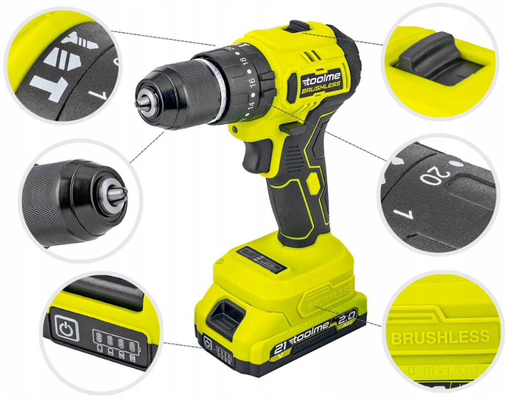 Дриль-шуруповерт ударний безщітковий 50Нм Toolme (Польща) Київ - фото 5