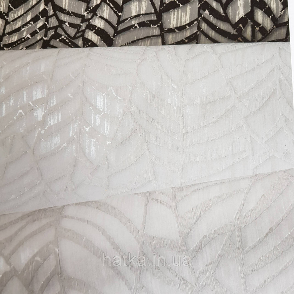 Шпалери метрові вінілові на флізелін Villa Marburg Lombardi геометрія абстракція листя білі на сріблястому Київ - фото 1