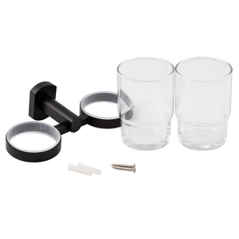 Стакан подвійний для зубних щіток Qtap Liberty BLM 1155 чорний Київ - фото 4