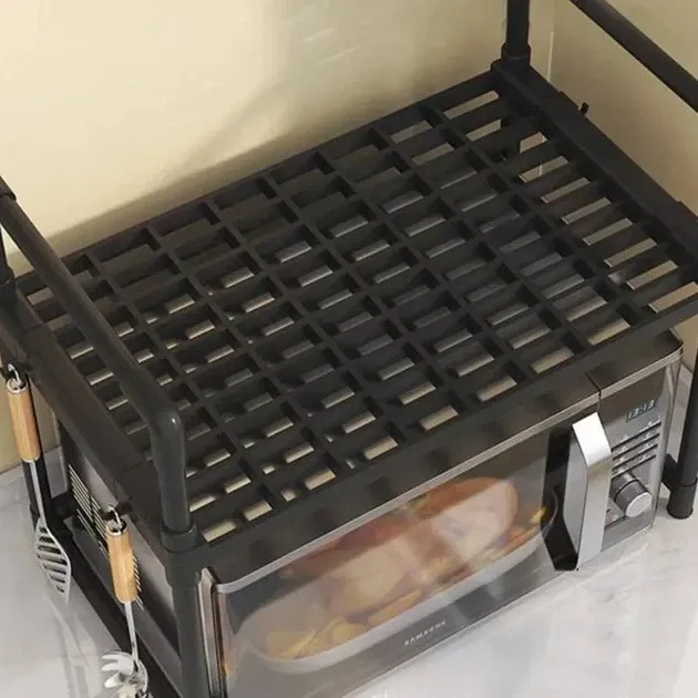 Кухонна полиця органайзер під мікрохвильовку з гачками етажерка настільна для побутової техніки Одеса - фото 4