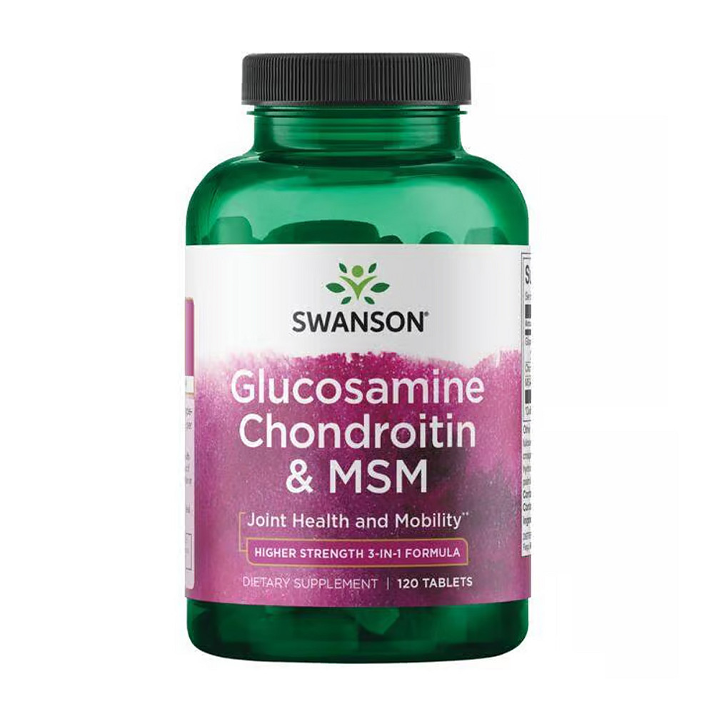 Комплекс глюкозаміну, хондроїтину та MSM Swanson Glucosamine Chondroitin &amp; Msm - Higher Strength - 120 tabs Луцьк - фото 1