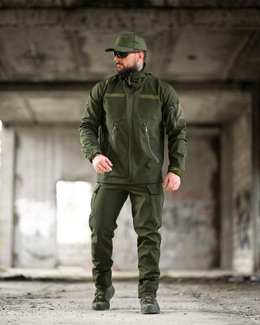 Демисезонный тактический костюм софтшел DEMENTIOZ олива ВТ6843 Одесса - изображение 1