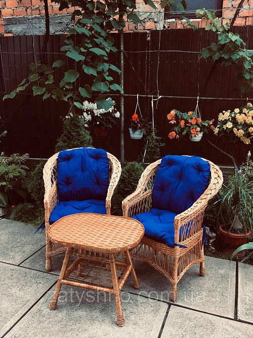 Крісло плетене та столик для відпочинку | крісло плетене для дачі плетені крісла та столики з лози Київ - фото 4