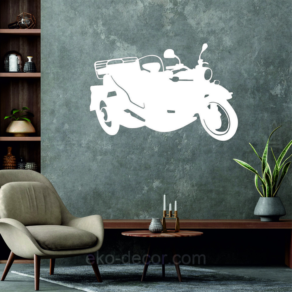 Декоративное настенное Панно «Мотоцыкл с коляской» Декор на стену 50*32 см, Белый Киев - изображение 8