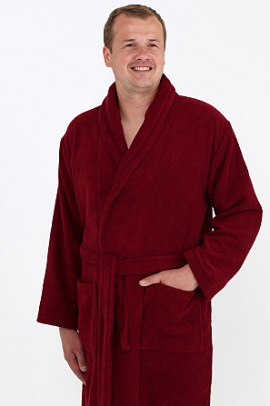Чоловічий махровий халат Ideal Textile M бордовий (56860500) Чернівці - фото 1