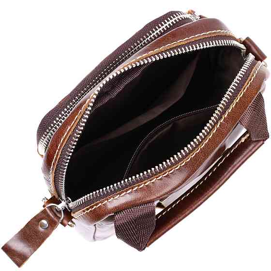 Невелика чоловіча сумка із натуральної шкіри Vintage 20478 Коричневий Київ