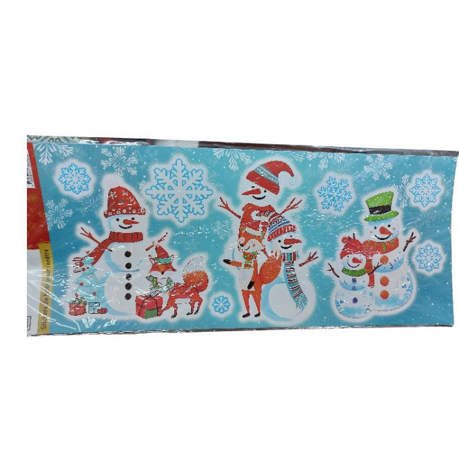 Новогодняя наклейка на окно Снеговики Livarno Home 21 на 47 см разноцветный Киев - изображение 3