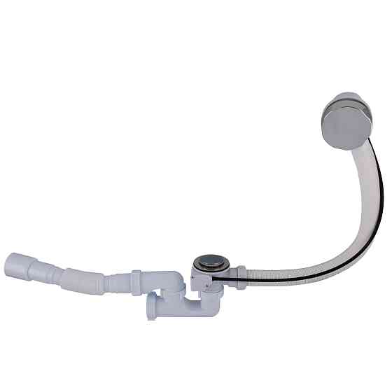 Сифон OPTIMUM для ванни з ревізією, переливом напівавтомат (трос 580, ручка хром) та гофротрубою 40*40/50 OPTI 27433 Тернополь