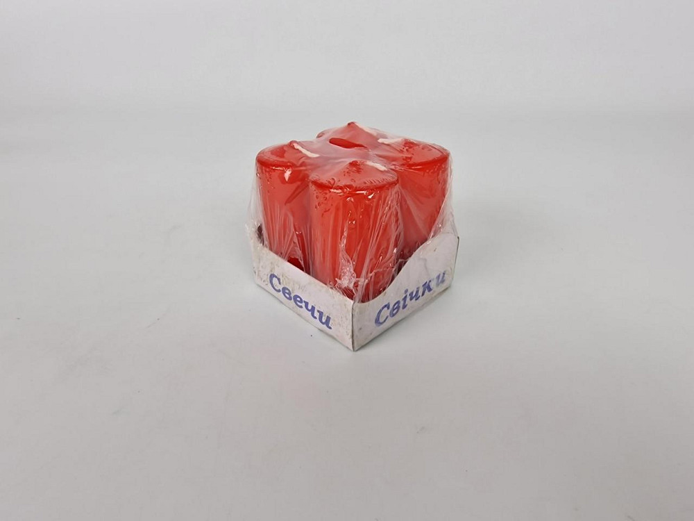 Цветная Цилиндр парафиновая свеча (40/80) КРАСНАЯ крашеная  внутри белая (4 шт) Харьков - изображение 1