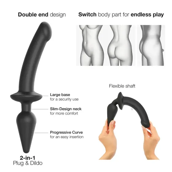 Анальная пробка с дилдо 2в1 Strap-On-Me SWITCH PLUG-IN DILDO Black S, диаметр 3,3/2,9 см Львов